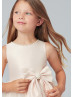 Pearl Neck Satin Tulle Knee Length Flower Girl Dress